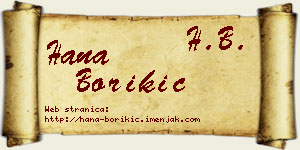 Hana Borikić vizit kartica